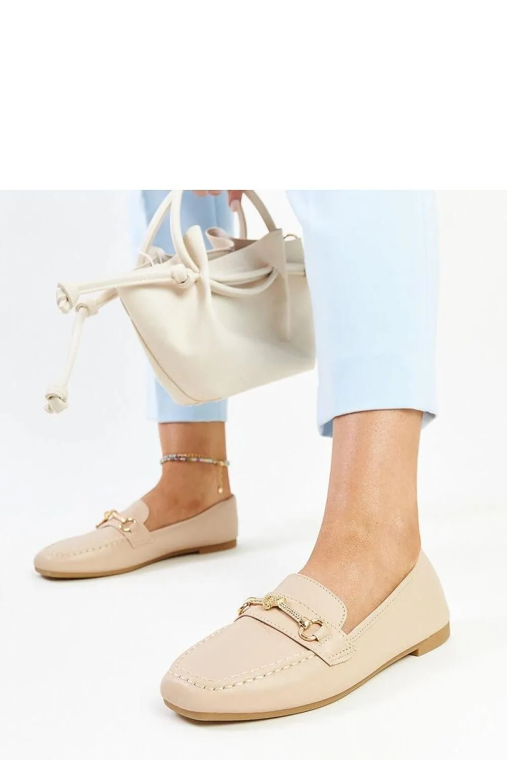 Light beige decorative moccasins
