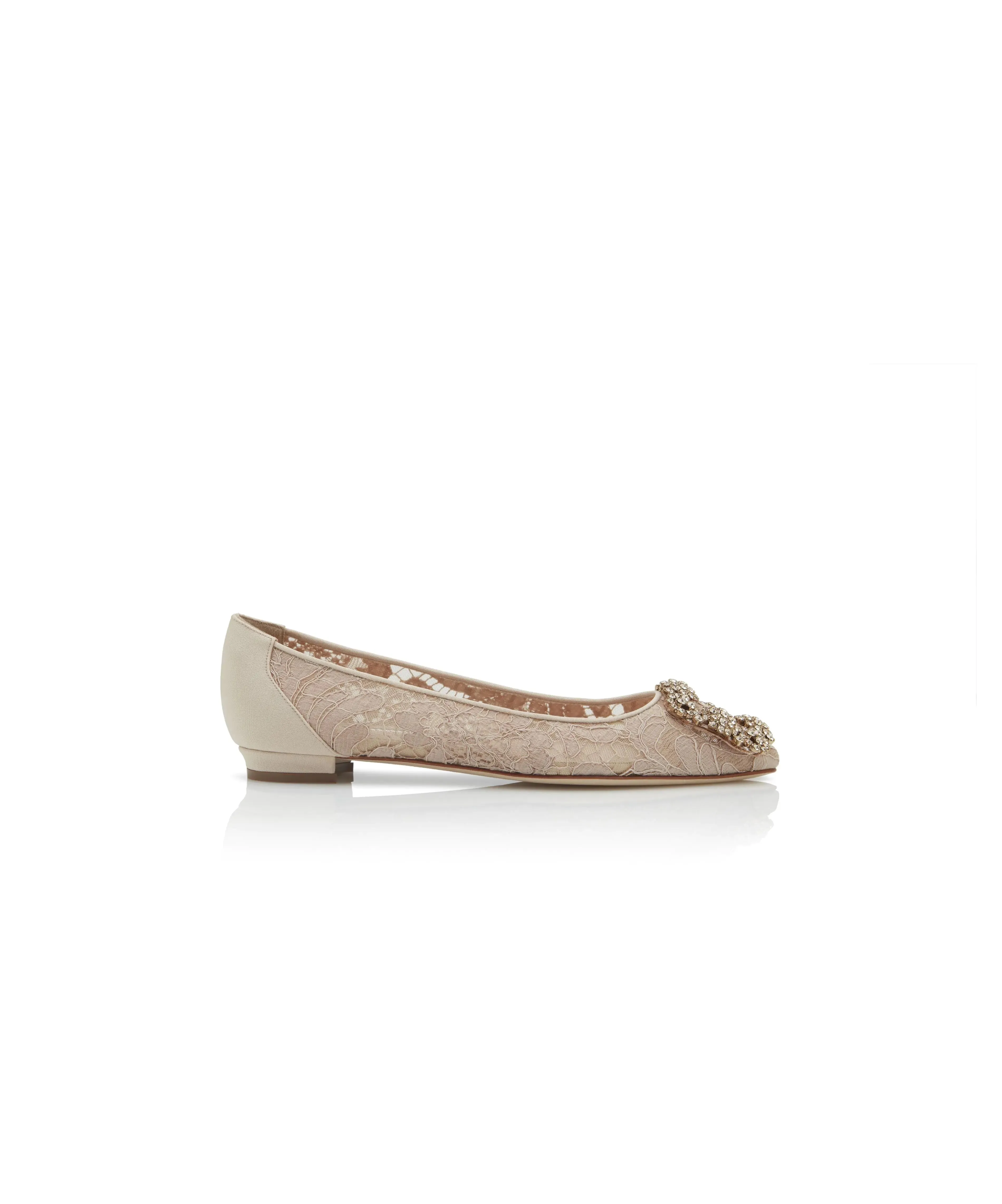 <B> MANOLO BLAHNIK</B> <BR>Hangisi Lace Flats 37