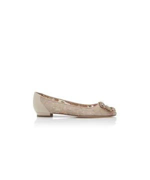 <B> MANOLO BLAHNIK</B> <BR>Hangisi Lace Flats 37