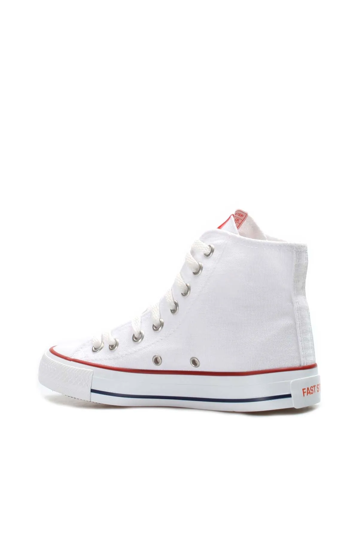 Men's White High-Top Canvas Sneakers with Red Stripe Detail - Wessi