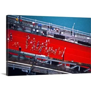 "Aerial view of people running in Chicago Marathon, Chicago, Cook County, Illi" Canvas Wall Art
