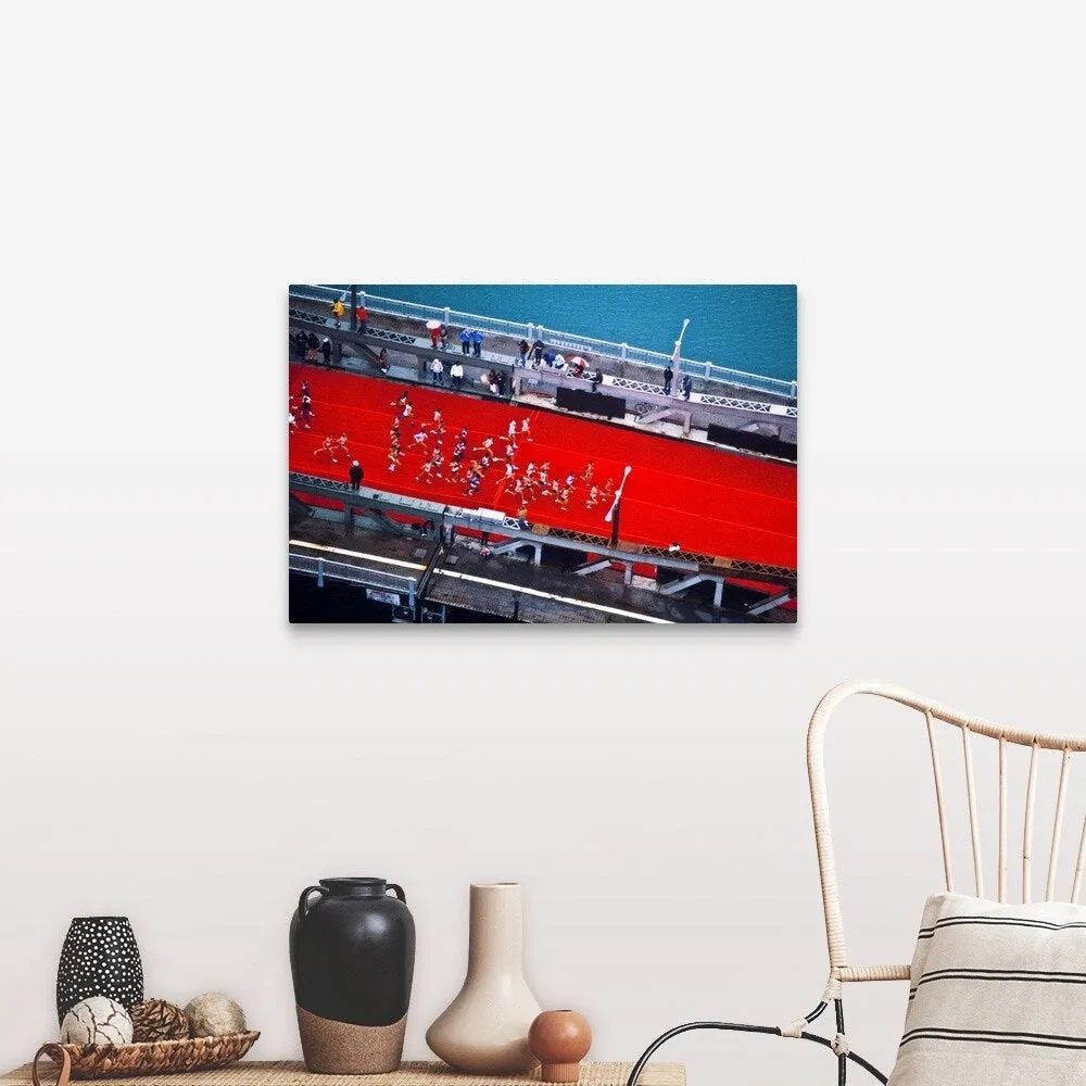 "Aerial view of people running in Chicago Marathon, Chicago, Cook County, Illi" Canvas Wall Art
