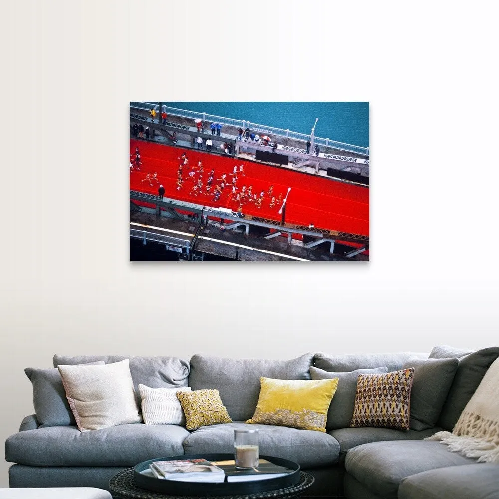 "Aerial view of people running in Chicago Marathon, Chicago, Cook County, Illi" Canvas Wall Art