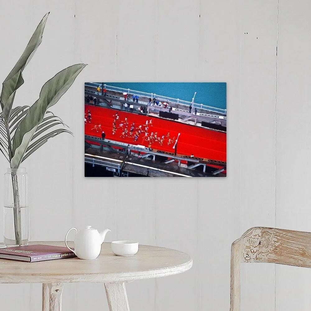 "Aerial view of people running in Chicago Marathon, Chicago, Cook County, Illi" Canvas Wall Art