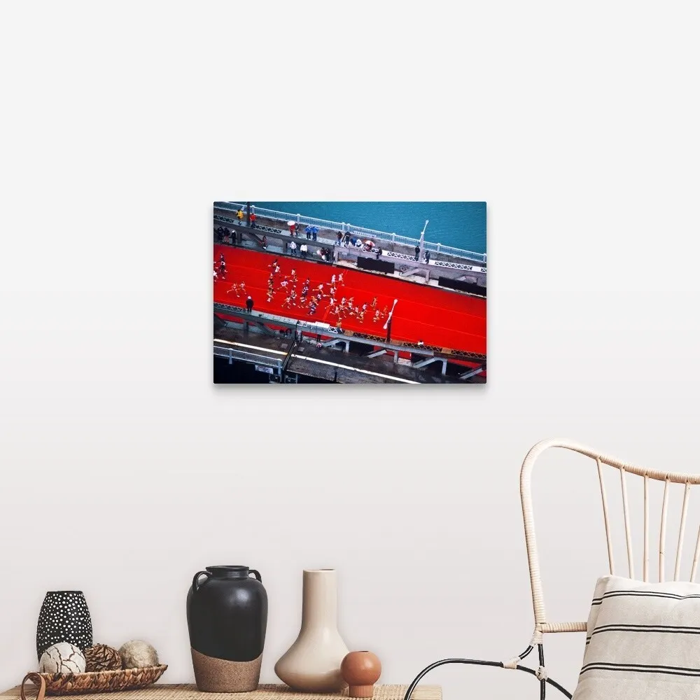 "Aerial view of people running in Chicago Marathon, Chicago, Cook County, Illi" Canvas Wall Art
