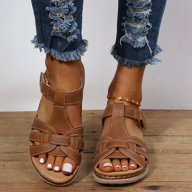 Retro cross design sandals for women - stylish &amp; comfortable