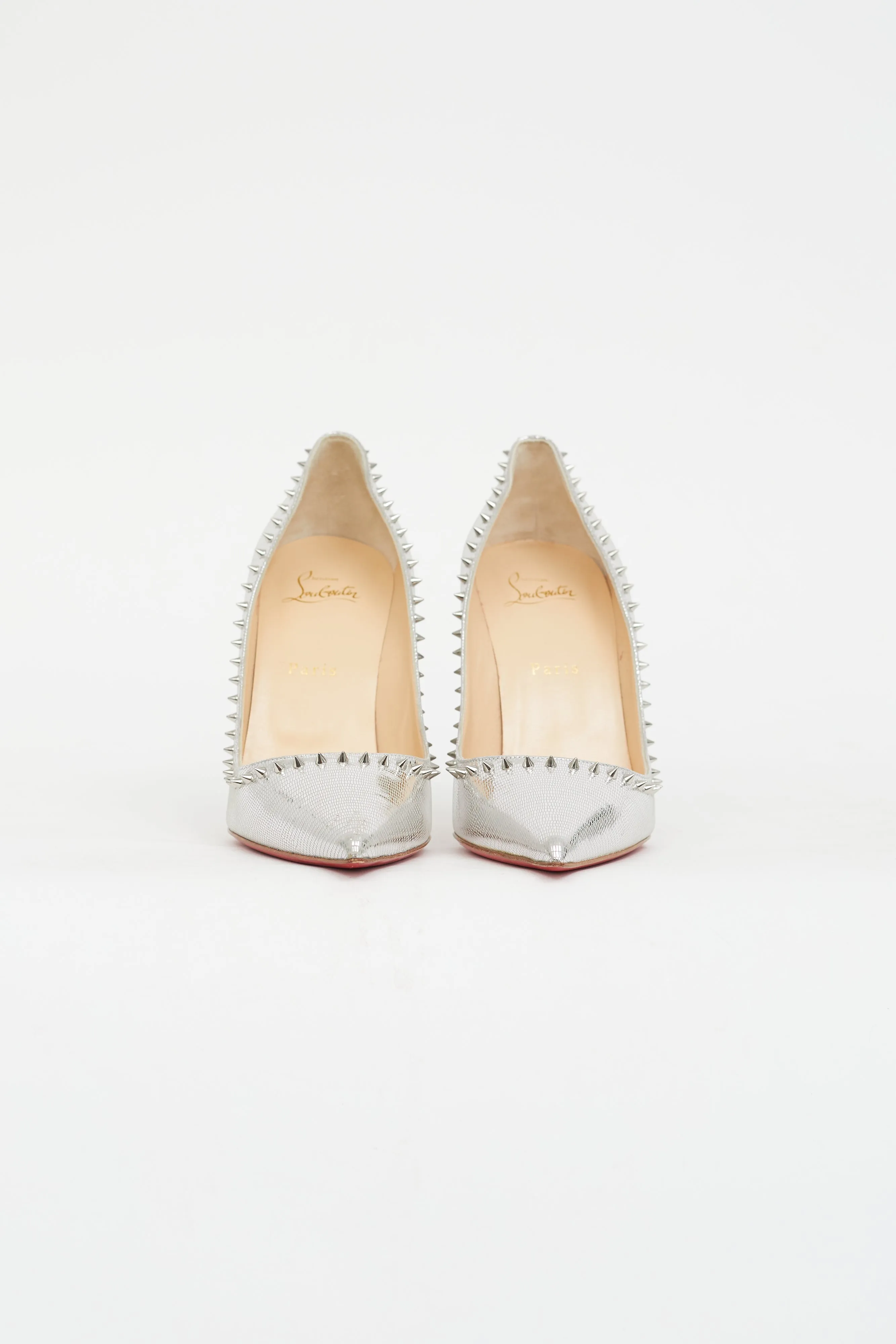Silver Textured Studded Pump