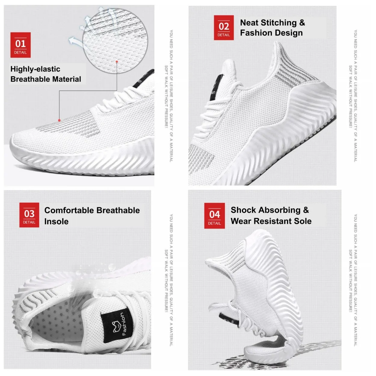 Sneakers Men's Outdoor Road Shoes Breathable Lightweight Non-Slip - Grey Size US10 = US44