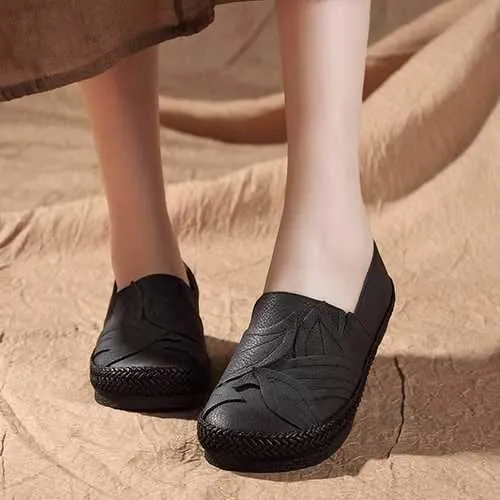 SOCOFY Genuine Leather Retro Handmade Loafers