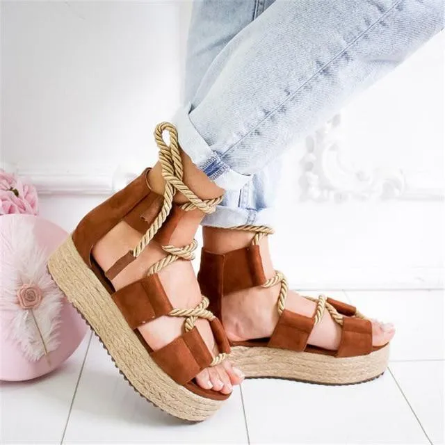 Summer Wedge Espadrilles Women Sandals 7CM Heel