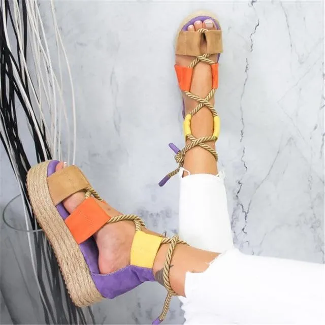 Summer Wedge Espadrilles Women Sandals 7CM Heel