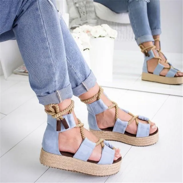 Summer Wedge Espadrilles Women Sandals 7CM Heel