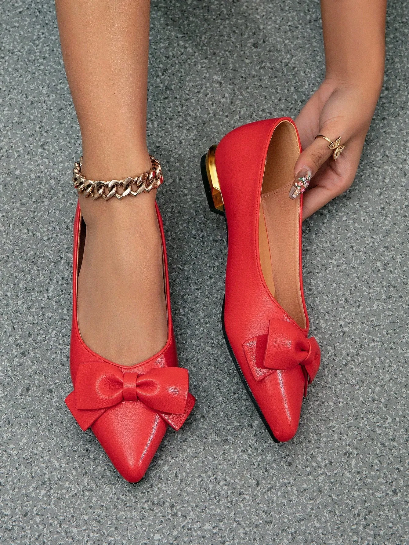 Women Bow Decor Flats, Elegant Point Toe Flats